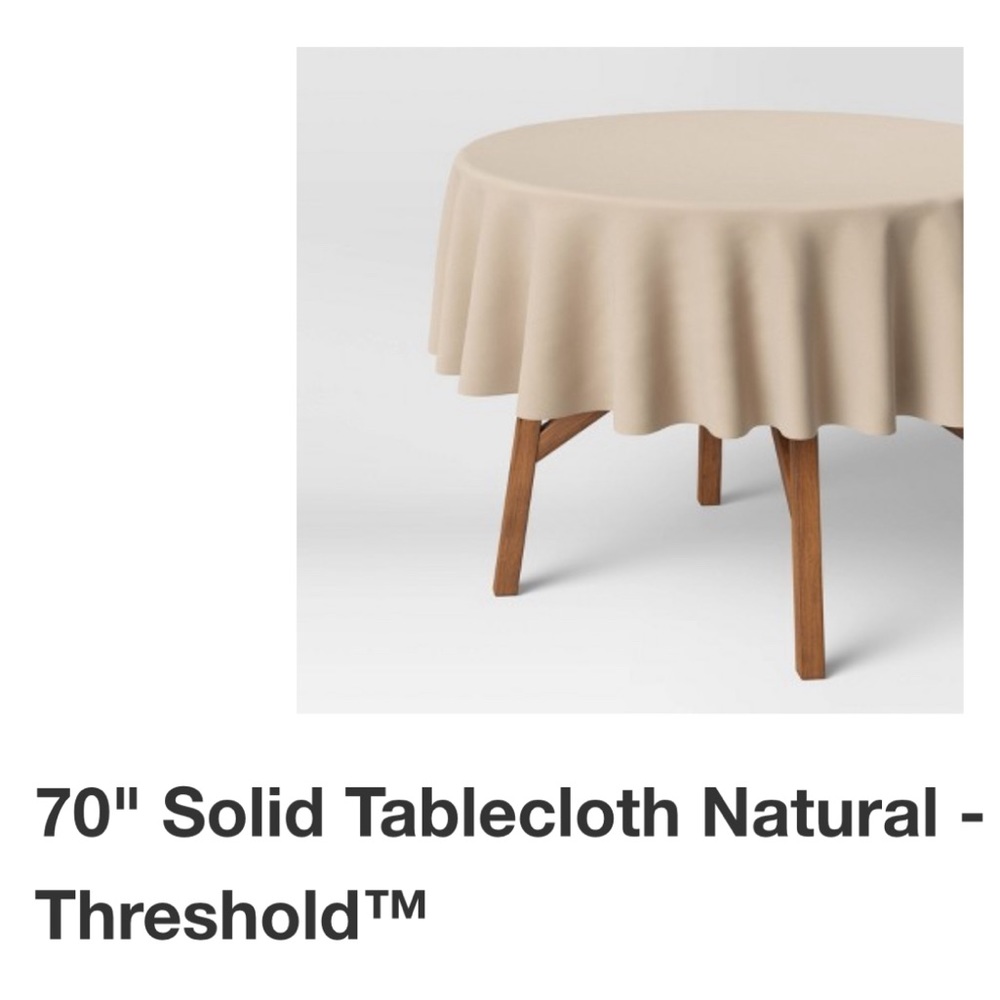 COPY - THRESHOLD round tablecloth, natural/tan, new, never used, washed once - …